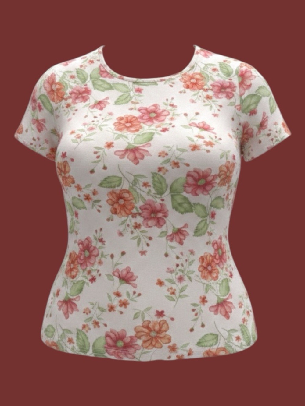 White Stag Plus Pink Floral Stretch Top Size 22W/24W Cottagecore